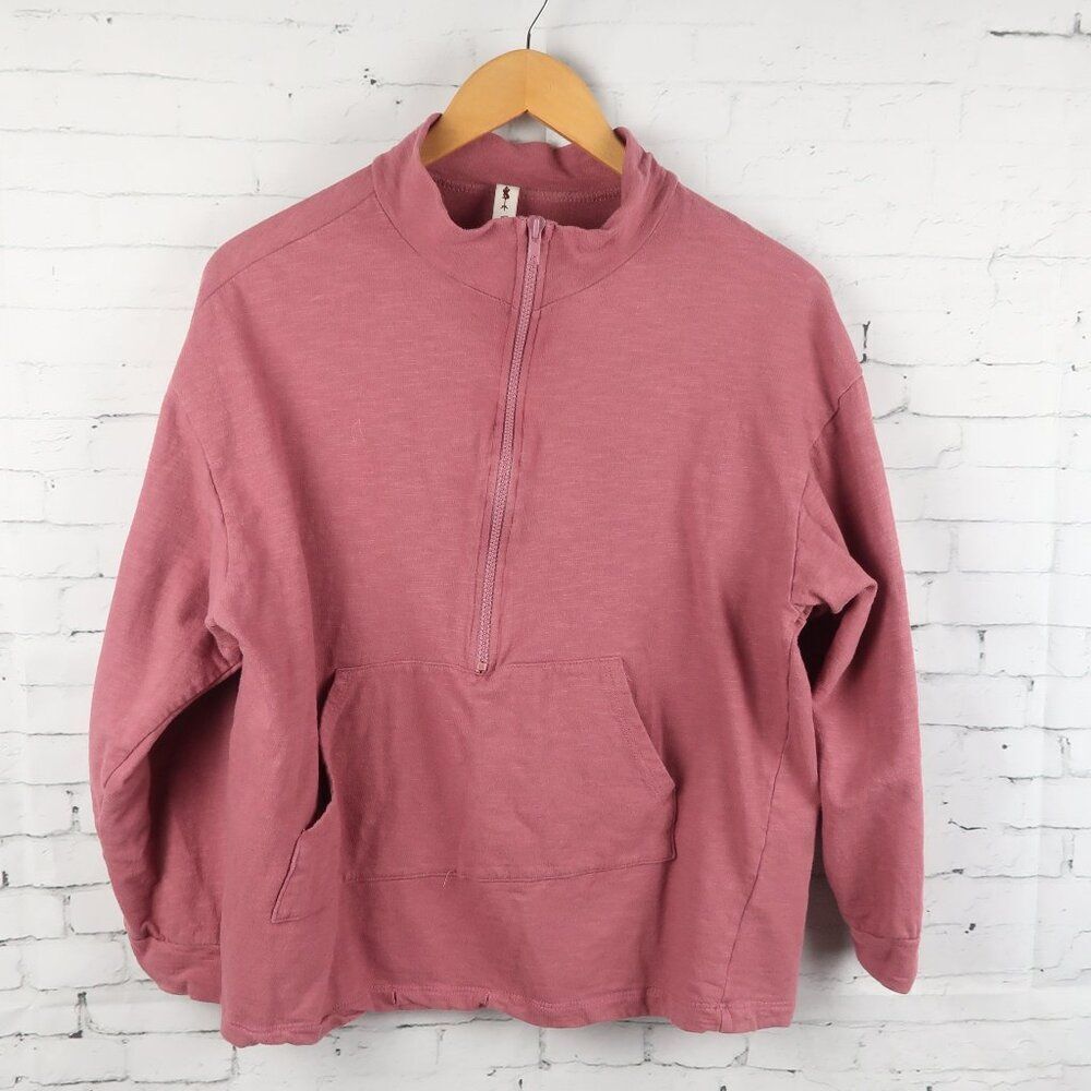 VANILLA BAY DUSTY PINK LONG SLEEVE 1/2 ZIP PULL OVER WITH KANGAROO POCKET SIZE S